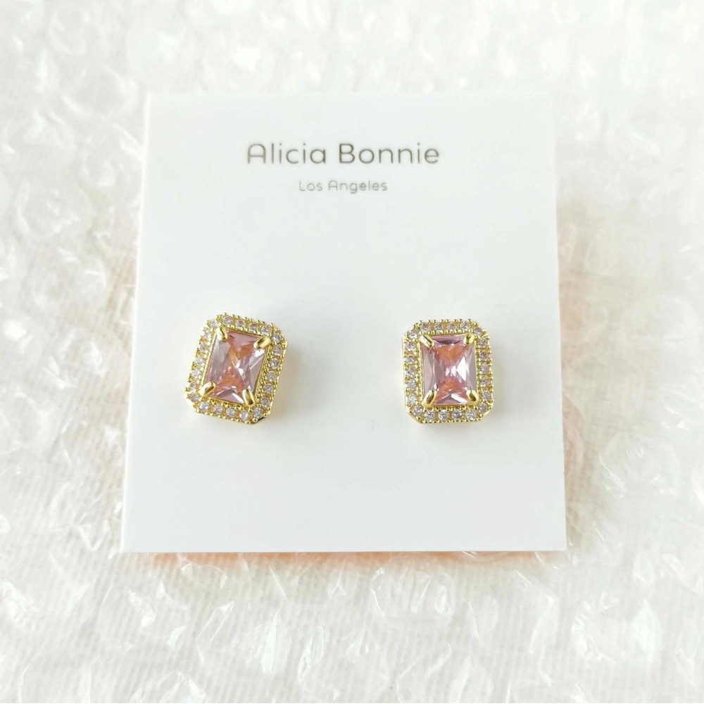 Alicia Bonnie Aurora Gold Pink Crystal Stud Earrings
